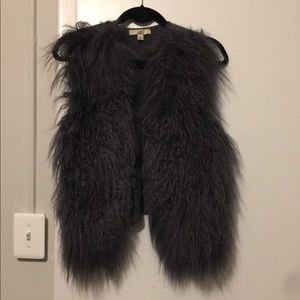 Dark grey genuine Mongolian sheepskin fur vest